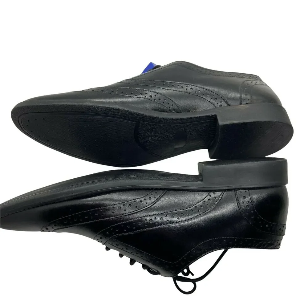 Lotus Bawa Men's Black Leather Almond Toe Lace Up Oxford Dress Shoes size 11